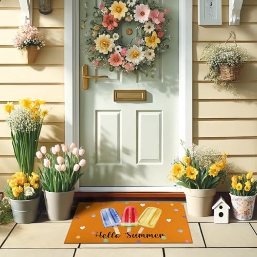 Summer Door Mat for Front Door Sunshine Welcome Doormat Non-Slip Washable Summer Outdoor Mat Entry Rug for Indoor Outdoor Home Summer Decorations 17 x 30 Inch - Image 7