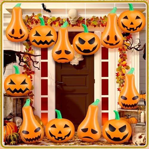 12 Pcs 13.78'' Inflatable Hanging Pumpkin Decorations - Image 2