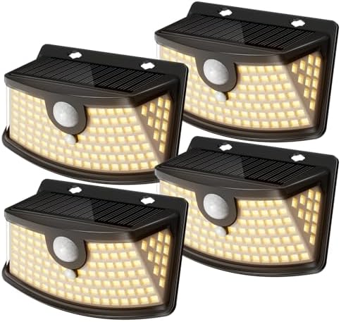 Aootek Solar Motion Sensor Lights Outdoor 120 LEDs, Black, 4 Pack by Lightupeveryconer