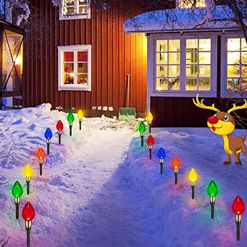 4 Pack C9 Christmas Pathway Lights Outdoor, Total 69.6Ft 40 LED Stake Light - Image 6