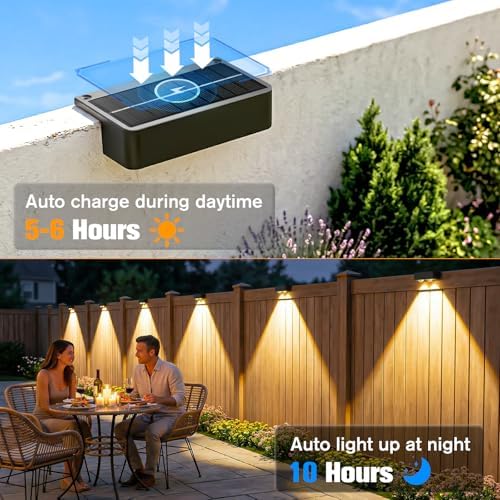 Bridika Solar Fence Lights Outdoor 8 Pack, Bright Solar Deck Lights with Lens, 3 Color Modes IP65 Waterproof Large Size Step Lights for Outside, Fence, Stair, Backyard, Patio, Wall - Image 5
