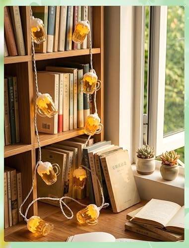 Outdoor Beer Mug String Lights Plug in, 8.5Ft 10 LED Tropical Beach Theme Beer String Lights for Cinco de Mayo Party Decorations, Hanging Tropical Party Lights Waterproof for Backyard Garden Bar Patio - Image 5