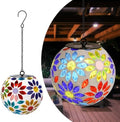 Mosaic Solar Lantern Outdoor Waterproof Glass Hanging Solar Lights, Multi by WonderSolar