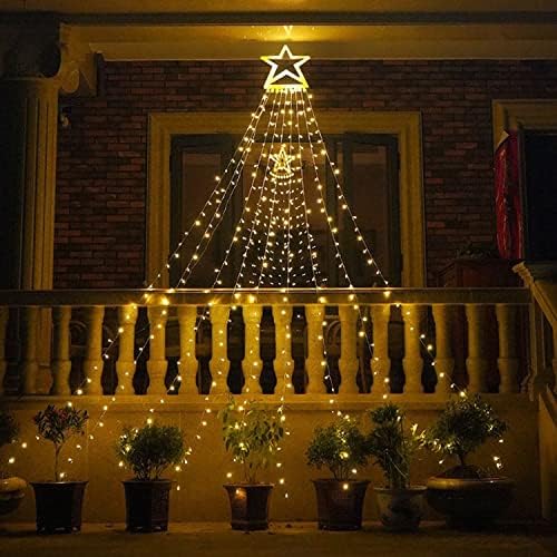 Outdoor Christmas Decorations Star String Lights, 320 LED 11.5 ft Waterfall Tree Lights with 8 Lighting Modes Christmas Star Lights for Indoor Outdoor Yard Home Festival Party Xmas New Year Decor - Image 3