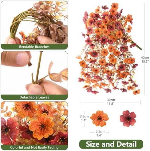 Homsunny Artificial Faux Mums Fall Flowers for Outdoor Outside Decoration - Image 2