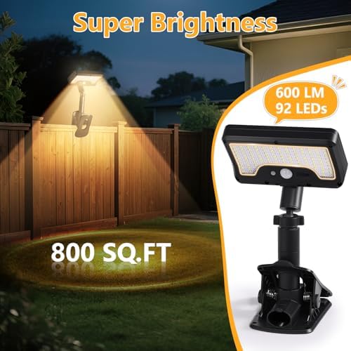 Clip On Solar Motion Lights Outdoor,360°Rotatable Fence Lights(2Pack,3000K) - Image 3