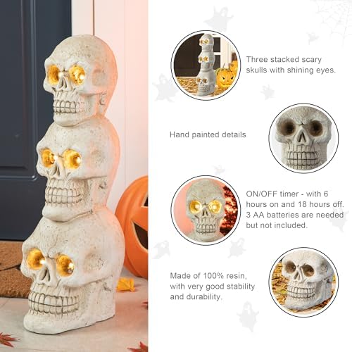 Glitzhome Halloween Porch Decorations, Lighted Halloween Front Porch Standing Sign Decor with Timer, MGO Skull Sign for Indoor Patio Party, 25.5" H - Image 4
