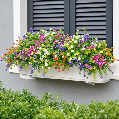 CLEANGOR 24 Pcs Artificial Flowers for Outdoors Decorations (6 Color) - Image 3