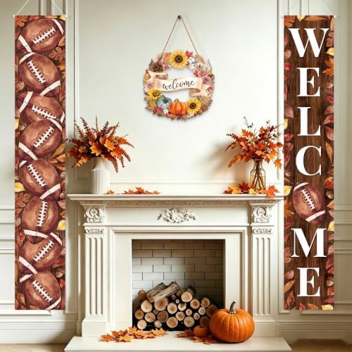 Fall Welcome Banner Porch Sign Football Banner Front Door Outdoor Decor - Image 5