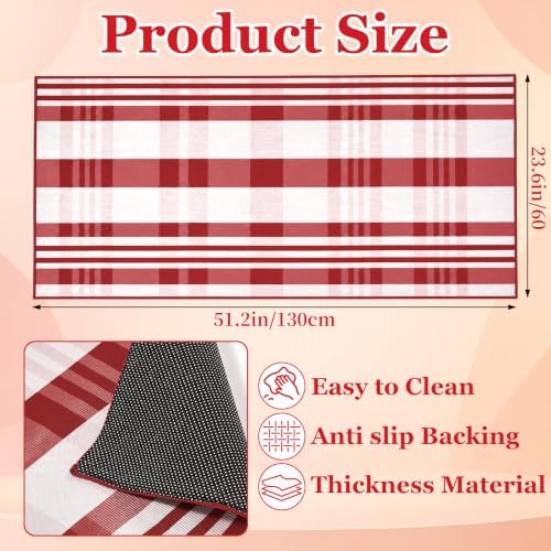 2' x 4'3" Red White Plaid Christmas Doormat Crystal Velvet Entry Rug - Image 2