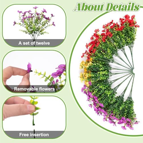 Ammyoo Artificial Mums Fake Flowers Basket for Outdoor Decor - Image 4