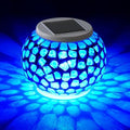 WSgift Color Changing Solar Powered Glass Mosaic Ball Led Garden Lights Rechargeable Outdoor Waterproof Solar Night Lights Table Lamps for Decorations Blue by WSgift