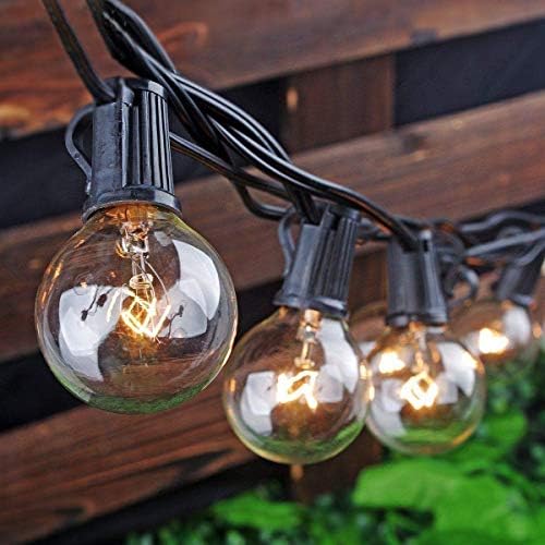 GOOTHY 50FT Outdoor Globe String Lights, G40 Patio Lights Outdoor Waterproof with 53 Clear Bulbs, Hanging Indoor Porch String Lights for Garden Bistro Party Outdoor Balcony Decorations- Black Cord by Goothy