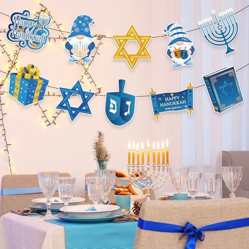 Yaomiao 2 Sets Hanukkah Door Banner Welcome Porch Sign Hanging Decor - Image 3