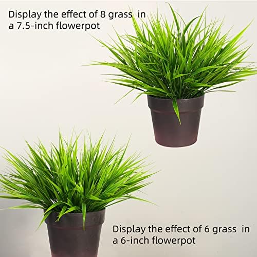 alyptus Artificial Grass Outdoor 12 Bundles Fake Plants Outside Green Onion Faux Greenery Shrubs for Front Porch Planters Pot Décor for Outdoors (Grass) - Image 3