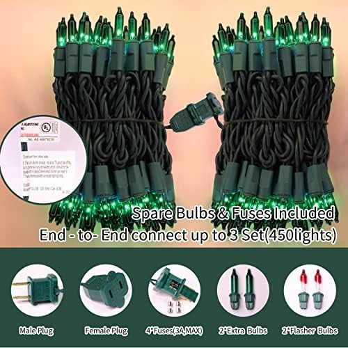 LAMPHOME Green Halloween String Lights,Green Christmas Lights 150Lights 31.9ft UL Certified St. Patrick's Day Mini String Lights Set for Outdoor Christmas Tree Garden Party Patio Garland Decor - Image 4