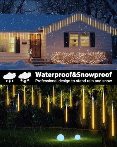 Christmas Lights 20 Tubes Warm White Meteor Shower Icicle Lights 480 LED - Image 5