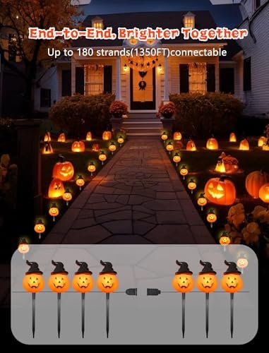 Halloween Pumpkin Pathway Lights Outdoor, 4PCS Jack O Lantern Pumpkin Light - Image 4