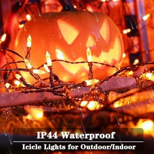 8.5 ft 150 Icicle Lights Orange String Lights Halloween Decorations Plug in - Image 4