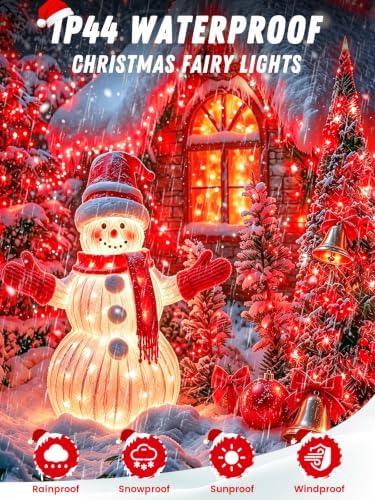 2 Pack 100 LED Fairy Lights Battery Operated with Remote Timer, 33 FT Red - Image 7