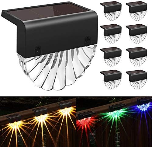 Solar Deck Lights Outdoor - 8 Pack Solar Step Light CIYOYO Waterproof Fence Lights for Patio Stairs Post Pathway Porch Driveway Yard Garden Decor, Warm White/LED Color Glow Lighting by ServeYouTheBest