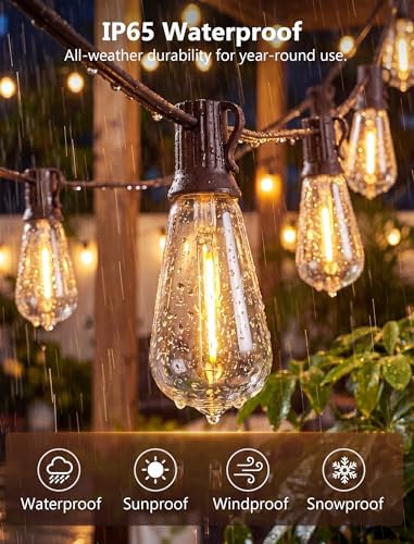 20FT ST40 LED Outdoor String Lights, Vintage Edison Patio Lights with 22 Shatterproof Bulbs, Waterproof Hanging Outdoor Lights for Backyard Porch Deck Bistro Garden, Warm White 2700K, Brown Wire - Image 3