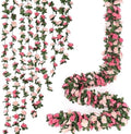 18 Pack 144 FT Artificial Flower Garland Fake Pink Roses Vines Silk Flowers by KHOYIME