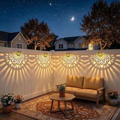 Solar Fence Lights 6 Pack Solar Deck Step Wall Lights Outdoor Waterproof LED Decorations Warm Yellow Light Decorative Lighting for Garden, Front Door, Backyard (Bronze) - Image 6