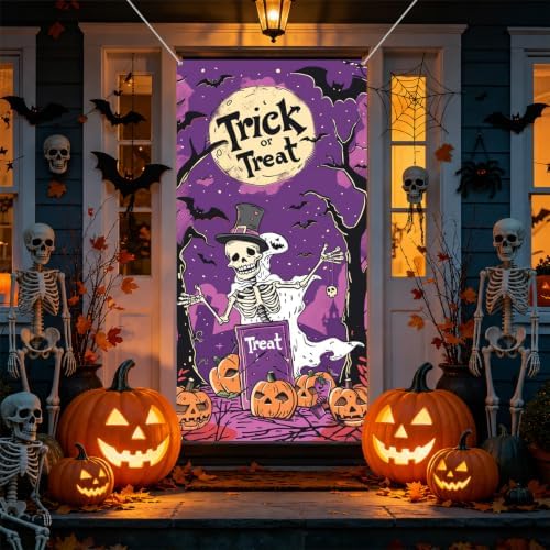 Halloween Door Cover, Fabric Front Door Porch Sign for Halloween Party - Image 4