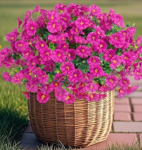 Ouddy Decor 24 Pcs Artificial Morning Glory Flowers for Outdoors, Fuchsia - Image 6