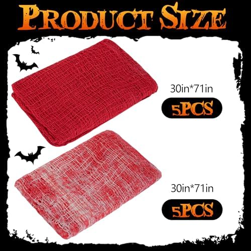 10 Pcs Red Bloody Halloween Creepy Cloth, Haunted House Scary Gauze Decor - Image 2