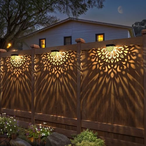 Solar Fence Lights 6 Pack Solar Deck Step Wall Lights Outdoor Waterproof LED Decorations Warm Yellow Light Decorative Lighting for Garden, Front Door, Backyard (Black 1) - Image 4