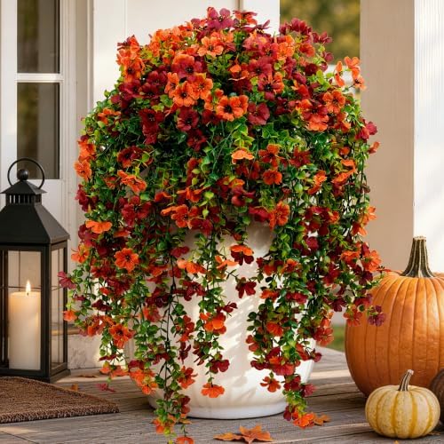 ColoPlay Artificial Mums for Outdoors Fall Decor, Faux Fake Hanging Flowers by ColoPlay
