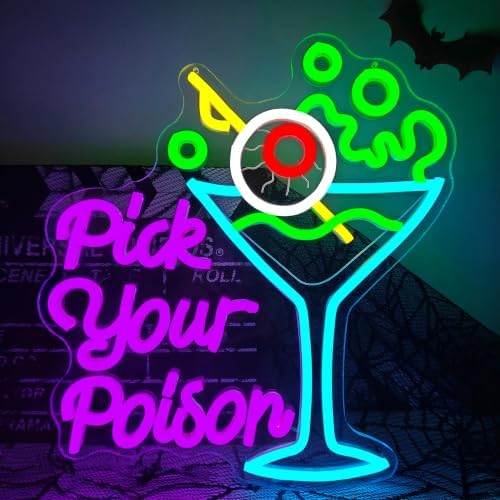 Pick Your Poison Halloween Neon Sign Witch Neon Led Sign for Wall Decor by Geeinar