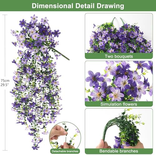 Artificial Fake Hanging Flowers Plants for Outdoor Spring Summer Decoration - Image 2