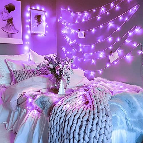 JMEXSUSS 200 LED Purple String Lights Indoor Outdoor Clear Wire - Image 6