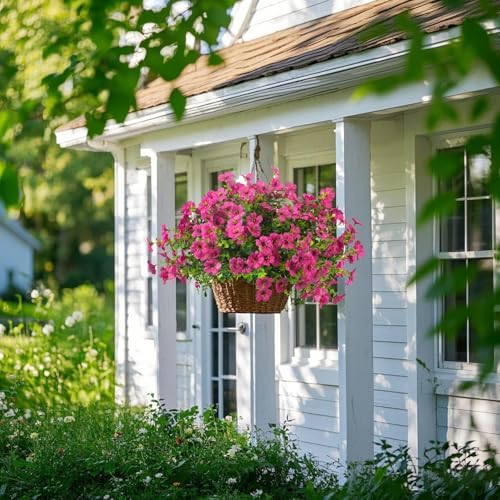 Grunyia Artificial Fake Flowers for Outdoor Spring Decoration, 16 Bundles Faux Silk Colorful Daisy UV Resistant Realistic for Outside Porch Patio Home Yard Garden Planters Pots Window Box (Red Purple) - Image 5