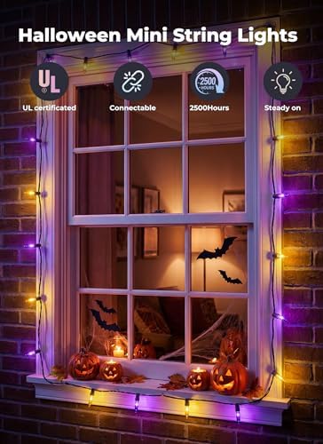 Minetom Halloween String Lights Orange & Purple 100 Count 20 Feet - Image 3
