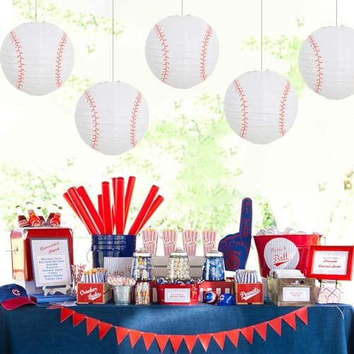 BEISHIDA 8Inch Baseball Paper Lanterns 12Pack Hanging Round Chinese Lantern - Image 6