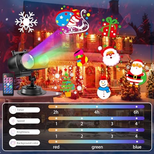 8-Pattern Christmas Projector Lights Outdoor 2-in-1, Holiday Projector Lights Outdoor 26 Effects (Projection Card +3D Ocean Wave) with Timer, Halloween Christmas Decorations Lighting for Party Decor - Image 5