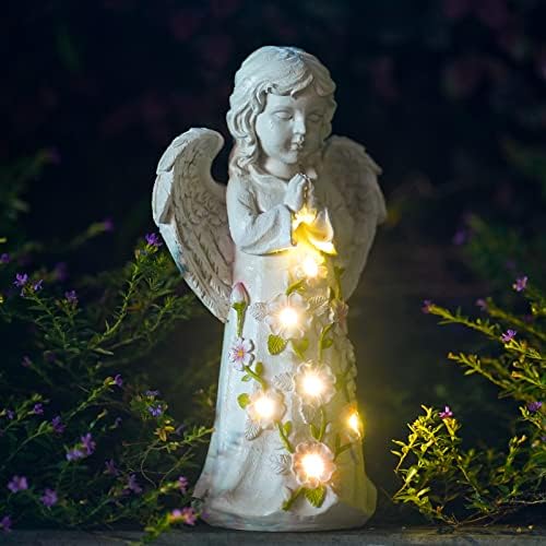 Nacome Solar Garden Outdoor Statues Angel with Succulent by Nacome