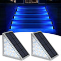 AUDLES 2 Pack Solar Stair Lights, Outdoor Step Lights with Waterproof IP67, Blue Color LED Solar Light for Outside Light Decor for Stair, Deck, Front Step, Front Porch, Patio and Backyard by AUDLES