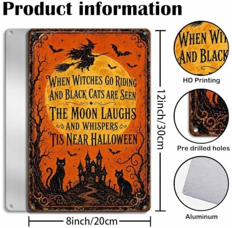 Halloween Poem Metal Art Sign When Witches Go Riding Wall Decor - Image 3