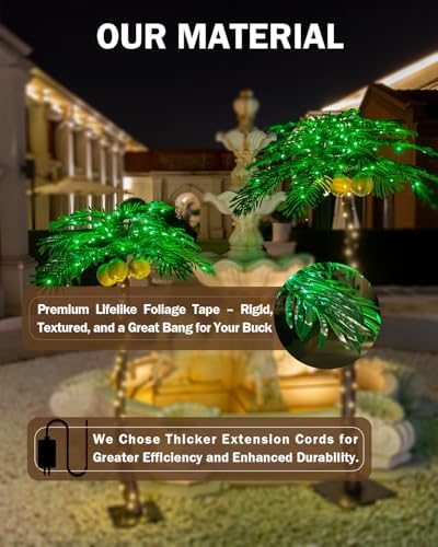 TYBEEU 5ft Lighted Palm Tree with 136 LED Lights & Glowing Coconuts - Image 4
