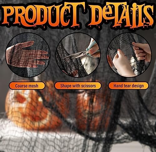 300 x 80 Inch Halloween Creepy Cloth, Black Halloween Scary Spooky Cloth - Image 3