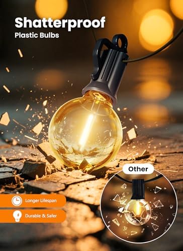 Outdoor String Lights, 159FT 77 LED Bulbs String Lights, IP65 Waterproof Connectable G40 Outside Patio Light for Backyard Porch Balcony Garden Decor Christmas Camping Gazebo - Image 3