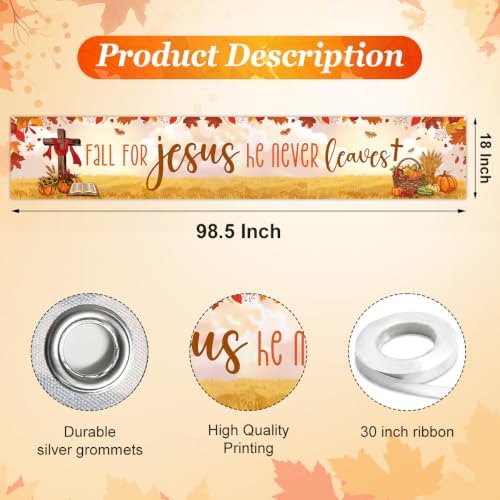 Fall for Jesus He Never Leaves Christian Fall Banner Thanksgiving Yard Sign - Image 3