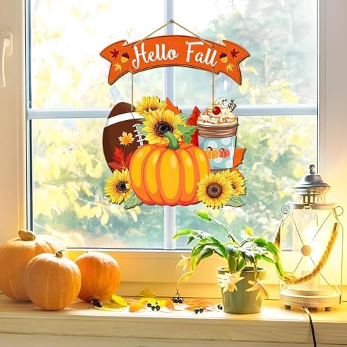 Fall Thanksgiving Door Sign, Wooden Harvest Decorations, Indoor Outdoor Farmhouse Porch Decor (3) - Image 2