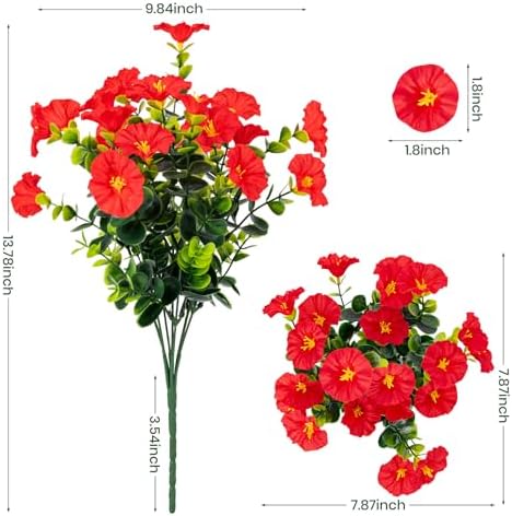 Artificial Faux Flowers for Outdoor 16 Bundles Fake Morning Glory,7Color - Image 2