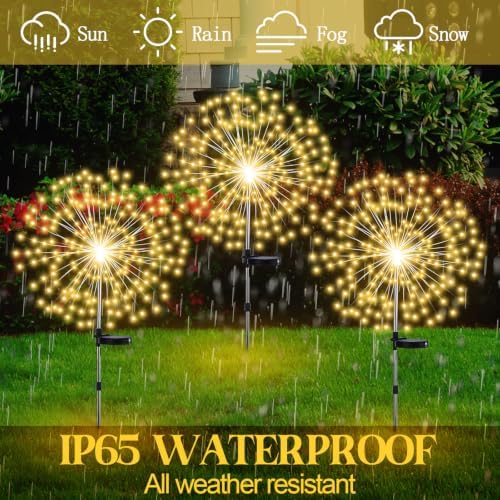 Tujoe 4 Pack Halloween Outdoor Garden Decoration Solar Firework Lights - Image 4
